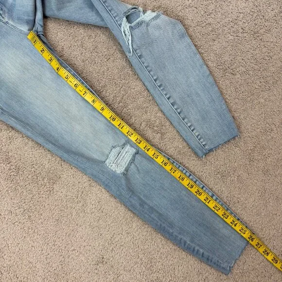 Good American Good Waist Skinny High Rise Jeans Size‎ 00 / 24 Blue Ripped Knee